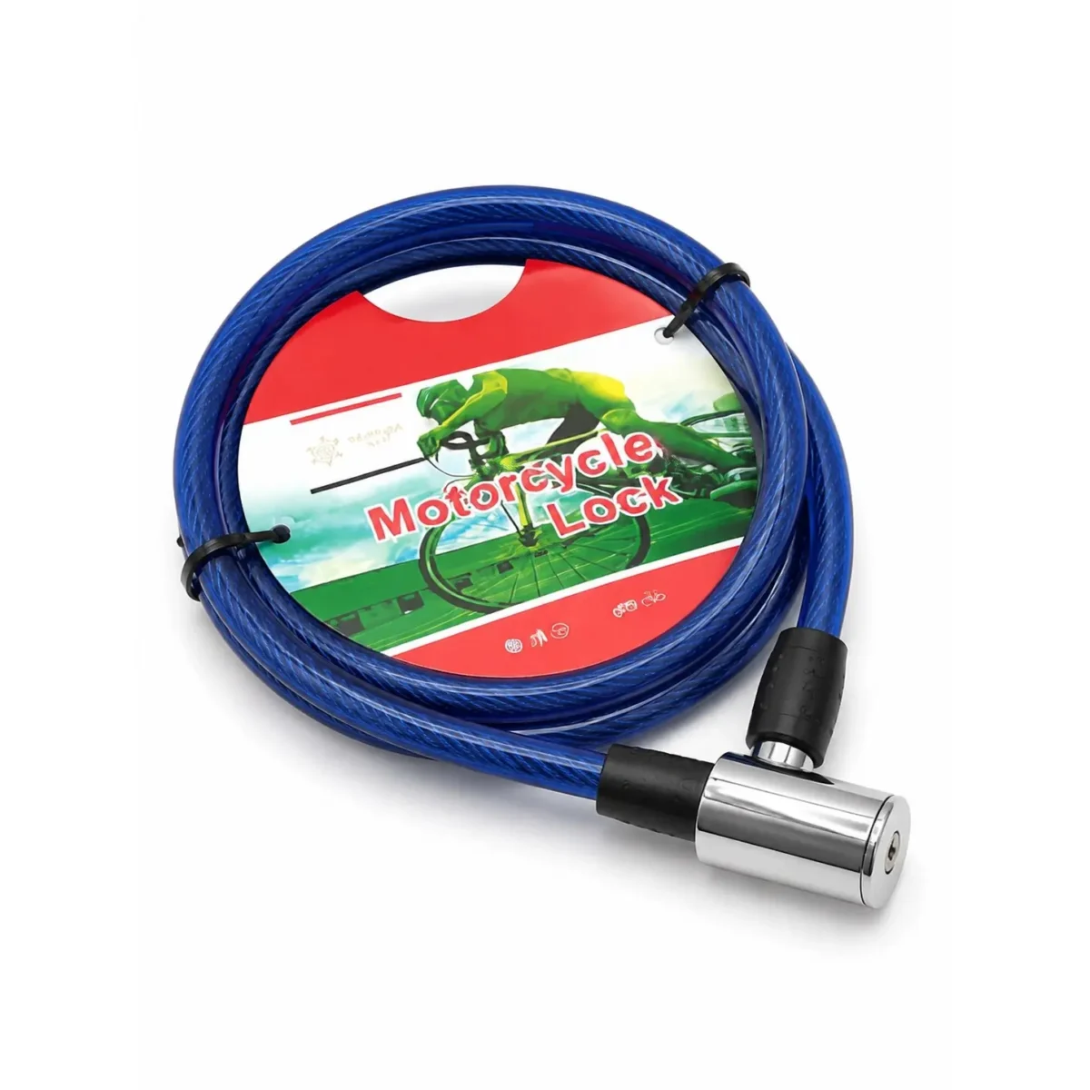 قفل سیم بکسلی روکش‌دار ضخیم در ۴ رنگ آبی، سبز، قرمز و مشکی
